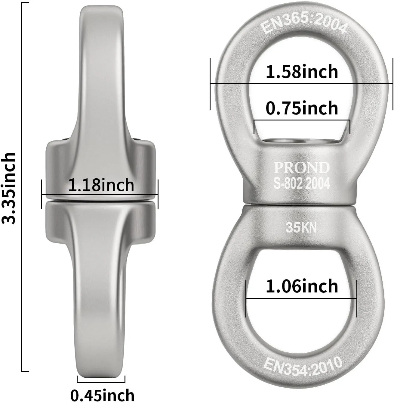 PROND Swing Swivel 35kN Safest Rotational Device, Swing Spinner, Carabiner Swivel, Climbing Rope Swivels for Children’s Web Tree Swing Setting, Aerial Dance, Hanging Hammock