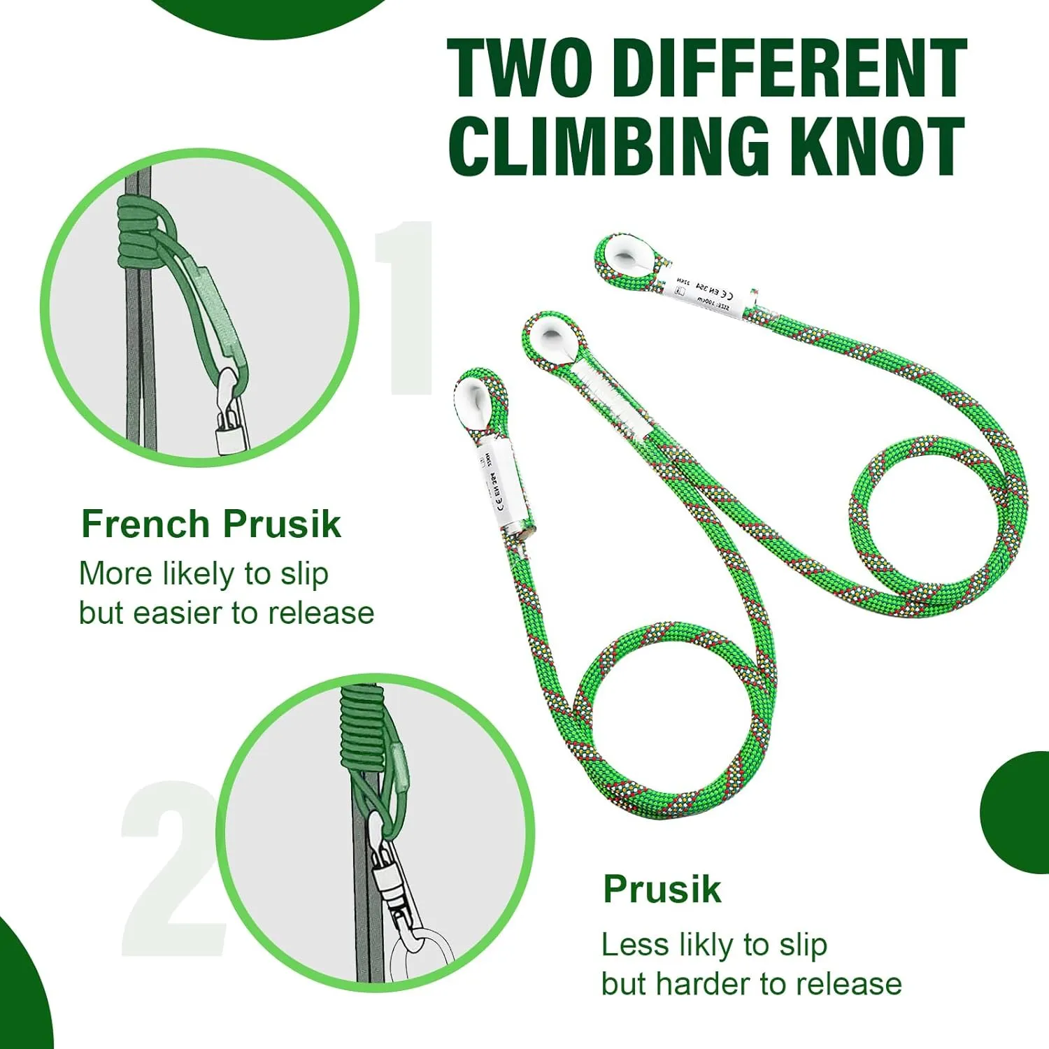 Prusik Cord Eye-to-Eye Pre-Sewn Nylon Heat Resistant Friction Prusik Loop Sutured Terminals Prusik Rope with Plastic Cover 22KN Multiple Sizes of Multi-Purpose Rope for Climbing Arborist Rescue