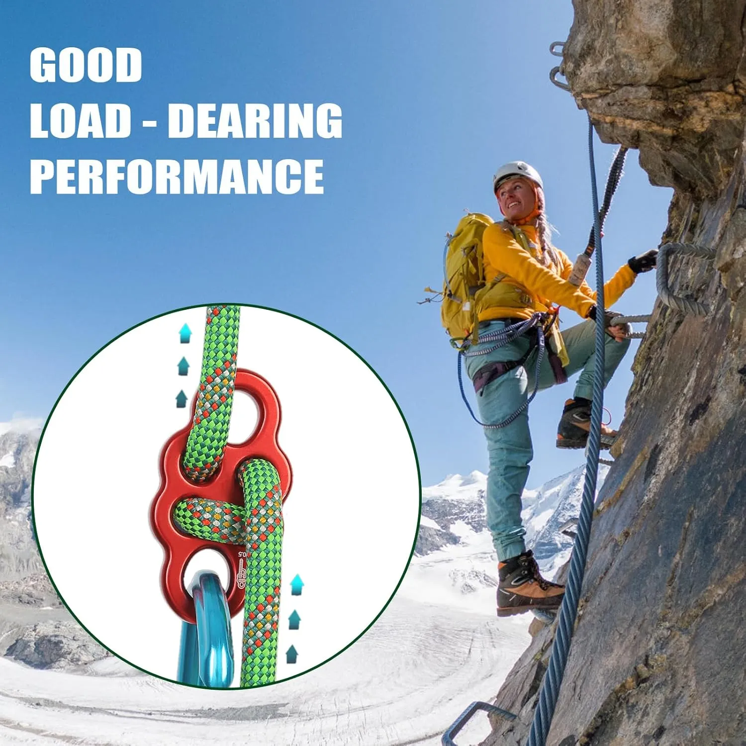 Prusik Cord Eye-to-Eye Pre-Sewn Nylon Heat Resistant Friction Prusik Loop Sutured Terminals Prusik Rope with Plastic Cover 22KN Multiple Sizes of Multi-Purpose Rope for Climbing Arborist Rescue