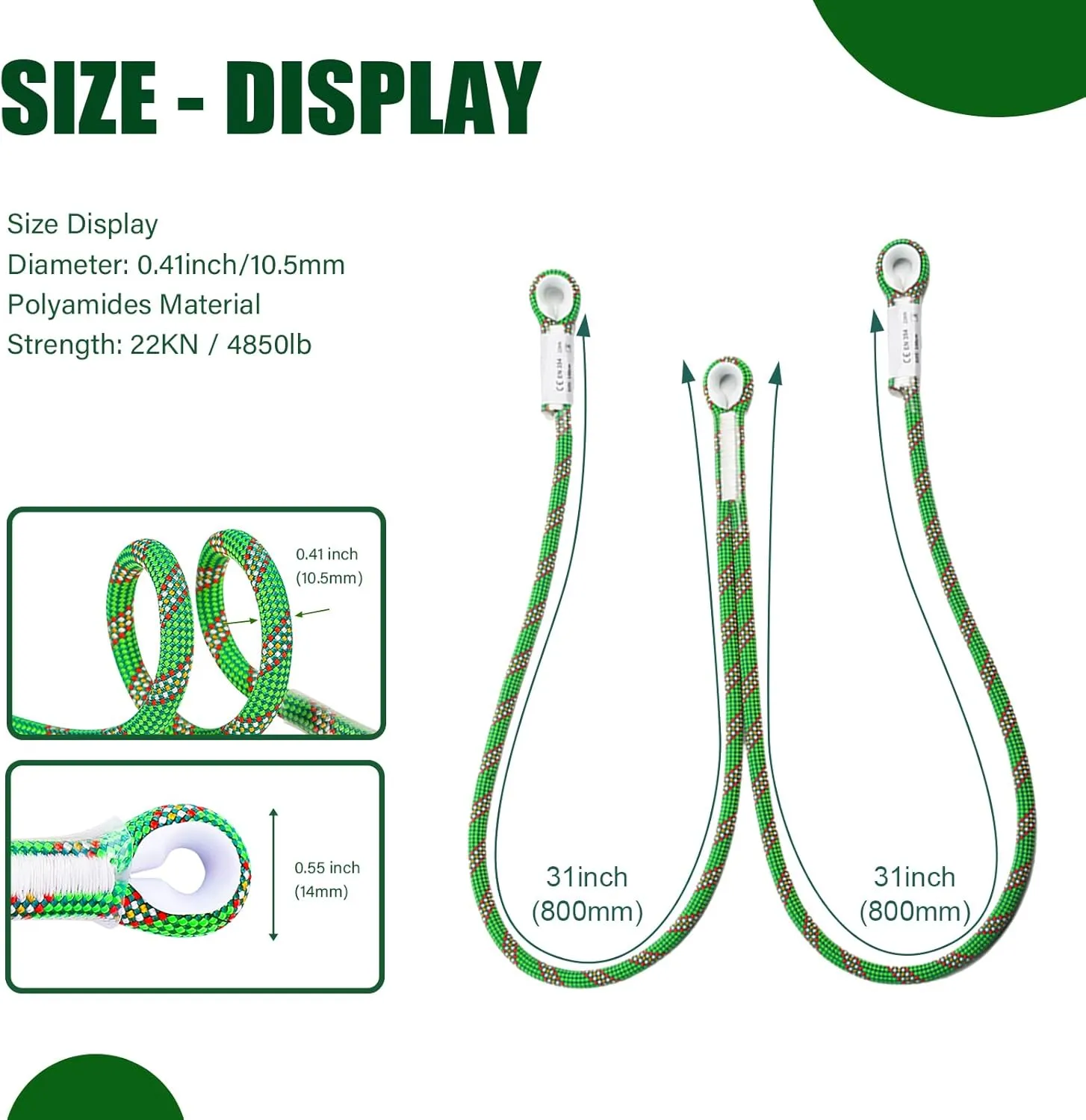 Prusik Cord Eye-to-Eye Pre-Sewn Nylon Heat Resistant Friction Prusik Loop Sutured Terminals Prusik Rope with Plastic Cover 22KN Multiple Sizes of Multi-Purpose Rope for Climbing Arborist Rescue