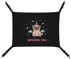 Pug Unicorn Dog Cat Hanging Hammock Soft Breathable Pet Cage Dog Hammock with Adjustable Straps and Metal Hooks