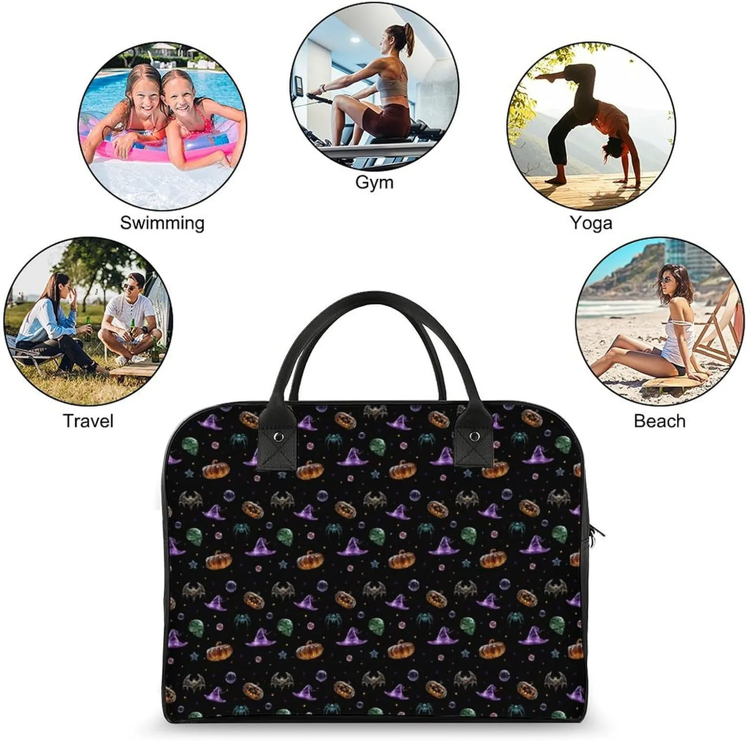 Pumpkin Pattern Women's Shoulder Bag Cross-Body Handbag Lightweight Weekend Travel Carry-On Gym Bag