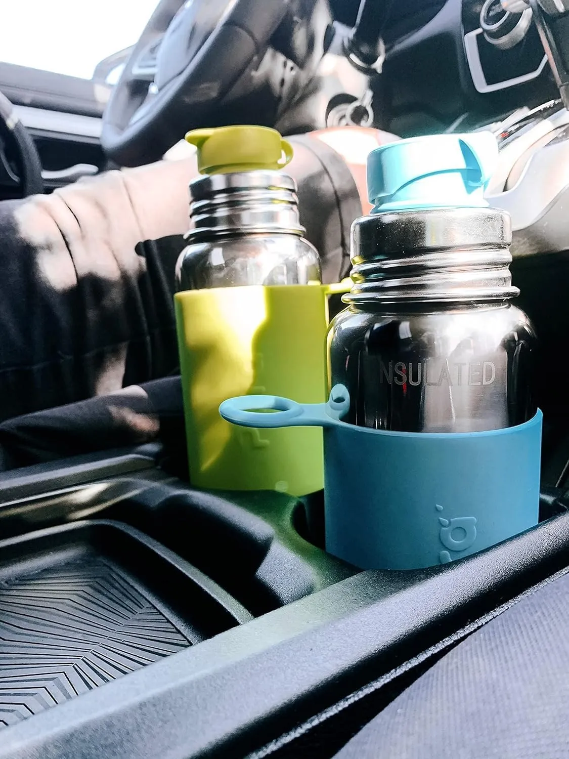 Pura Insulated Stainless Steel 22oz Sport Water Bottle | BPA Free & Plastic Free Silicone Sleeve & Spill Proof Lid for Kids & Adults - Moss