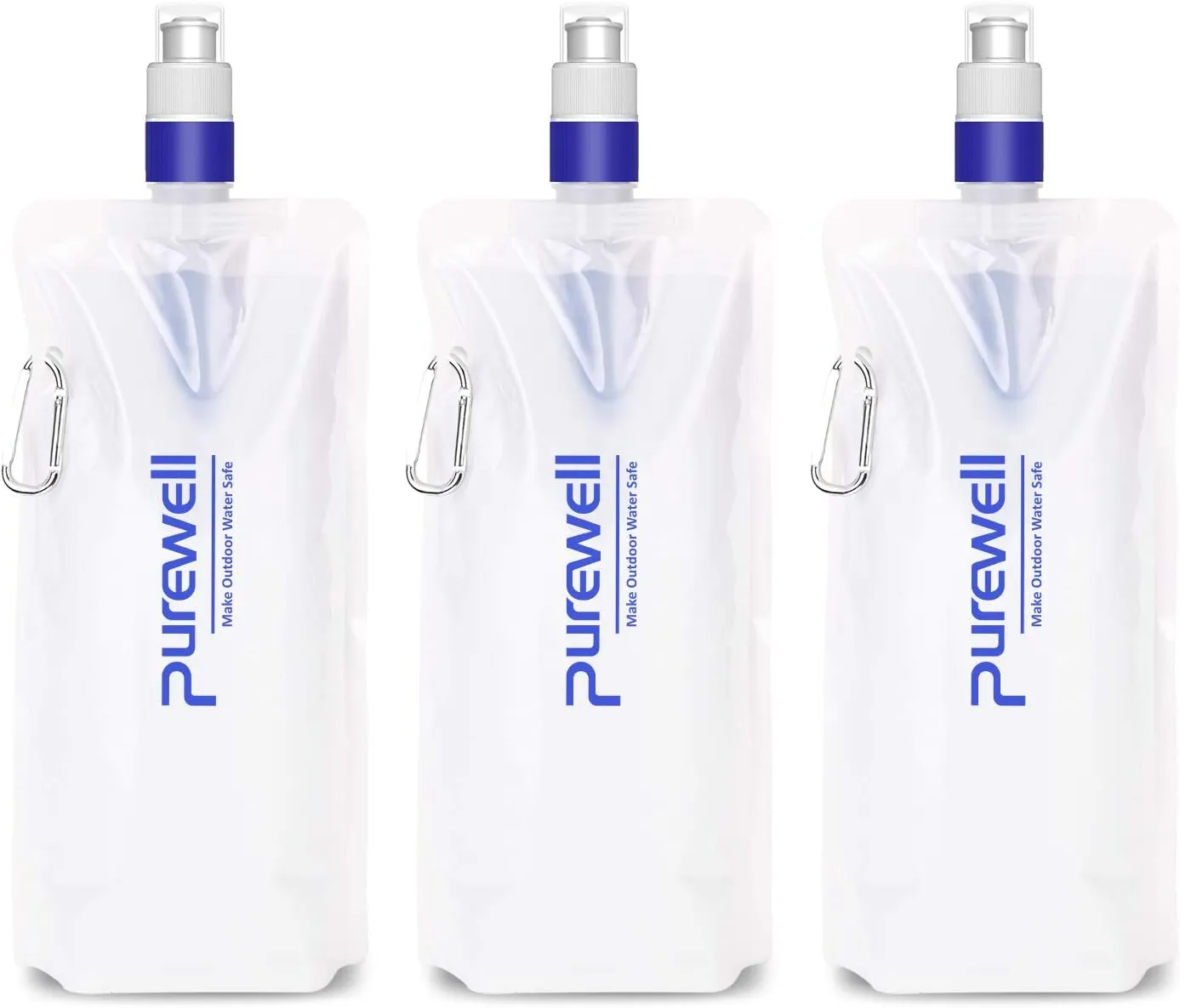 Purewell Collapsible Water Filter Canteens for Hiking, 1L Water Bag/Bottle with Filter, Squeeze Water Through a Filter, Lightweight, BPA Free, Leak Proof, Emergency Preparedness