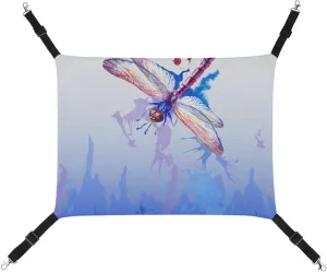 Purple Watercolor Dragonfly Hanging Cat Bed Soft Breathable Pet Hammock for Cage Pet Sleeper for Kitten Ferret Puppy Rabbit