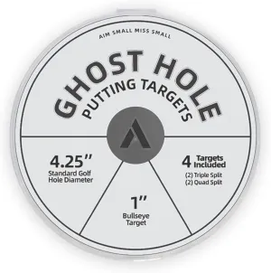 Putt Target Ghost Hole Training Aid for Putting and Chipping Practice. Official Size Flat Golf Cup Disc for Indoor or Outdoor Use. Perfect Golf Accessories Gift for All Golfers. 4 Pack