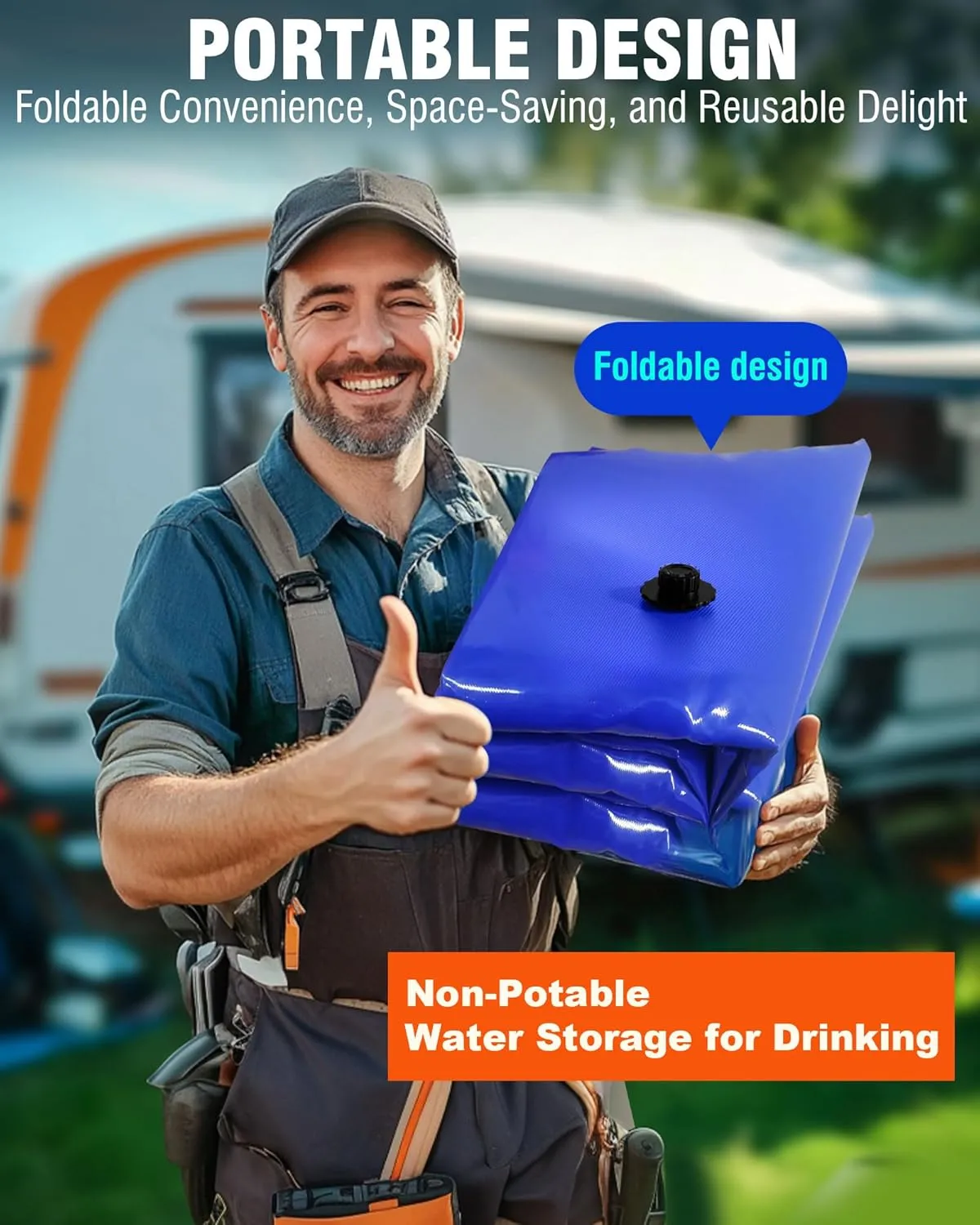 PYY Portable 87 Gallon Water Bladder - Truck Bed & Carrier Cart Water Bob Bathtub Emergency Water Bladders for Outdoor RV & Car Camping Water Bladder Tank with Spigots and Overflow Kit-Blue 330L