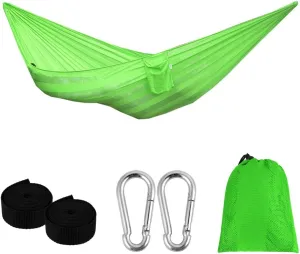 Qtqgoitem Double Ice Silk Nylon Mesh Hammock Super Breathable Portable Swing Hanging Sleeping Bed with Max 660lbs Breaking Capacity for Backpacking, Camping, Travel, Beach, Backyard (Green) (model: 68