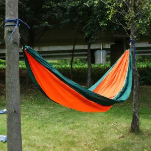 Qtqgoitem Hiking Camping Nylon, Double Nest Swing Easy Hanging, Parachute, Sleeping Bed Portable, Hanging Hammock with, Tree Straps Carabiners Red (Model: 9ab d66 79c 3a2 41a)