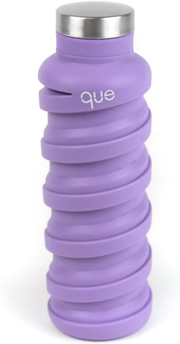 que Bottle - Collapsible Water Bottle. BPA-Free, Leak Proof, Lightweight Travel Bottle. 20oz - Violet Purple