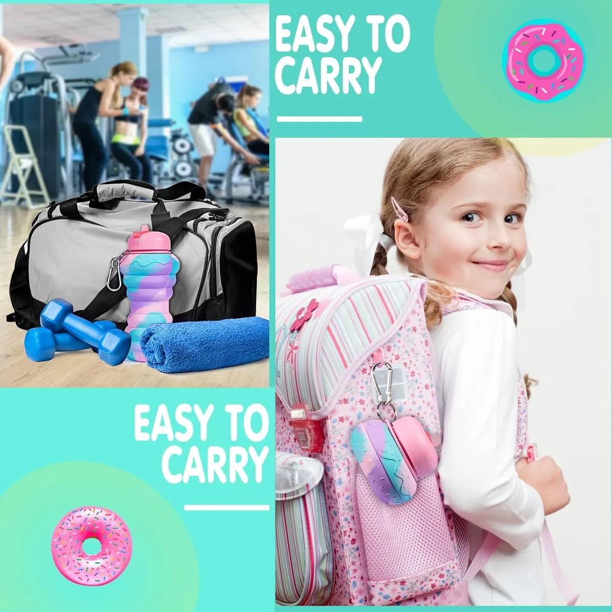 Quirky and Portable: The Donut-Shaped Silicone 600ml Bottle