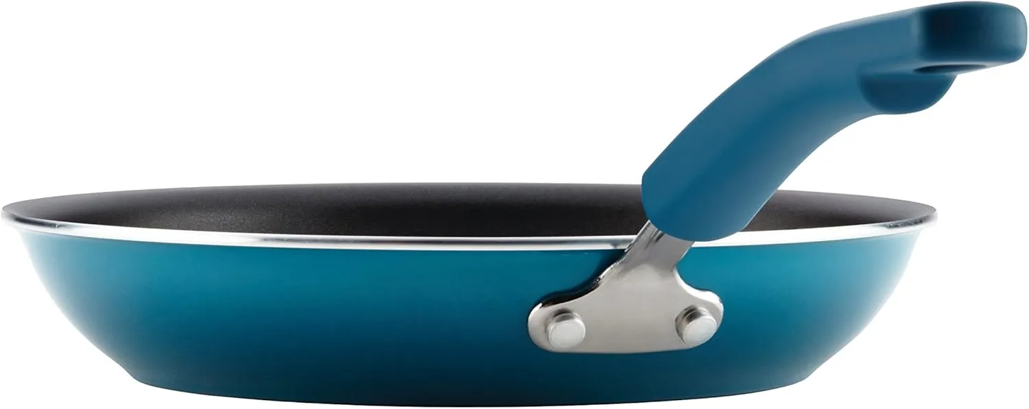 Rachael Ray Brights Nonstick Cookware Pots and Pans Set, 10 Piece, Marine Blue