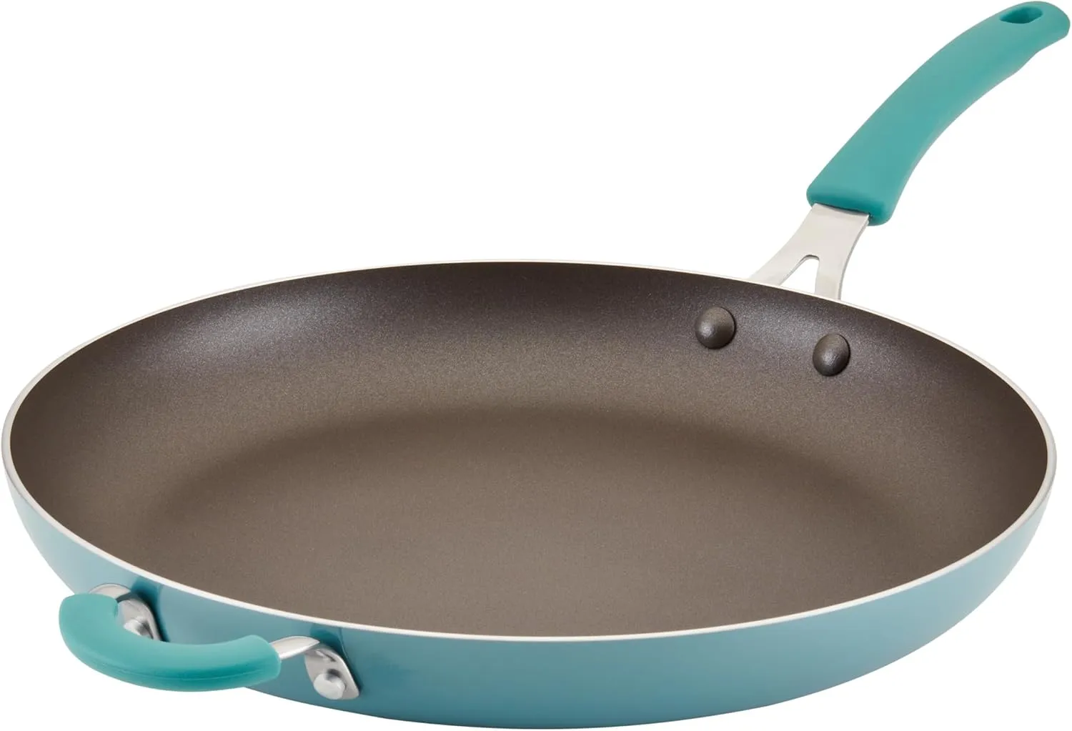 Rachael Ray Cook   Create Nonstick Frying Pan/Skillet with Helper Handle, 14 Inch - Agave Blue