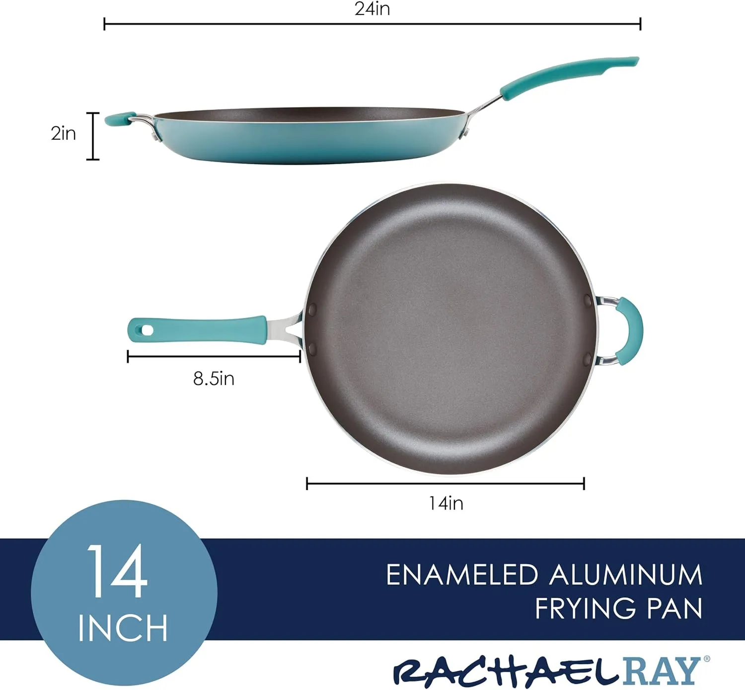 Rachael Ray Cook   Create Nonstick Frying Pan/Skillet with Helper Handle, 14 Inch - Agave Blue