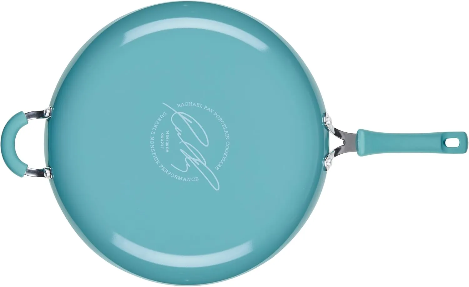 Rachael Ray Cook   Create Nonstick Frying Pan/Skillet with Helper Handle, 14 Inch - Agave Blue
