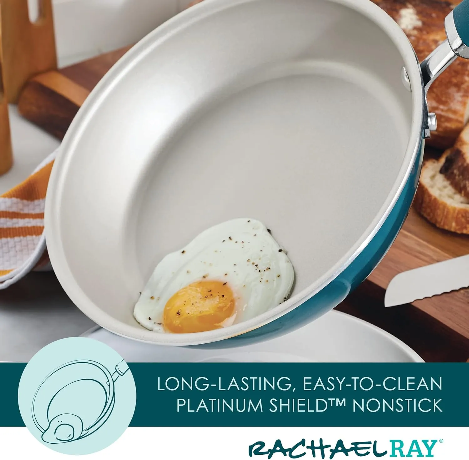 Rachael Ray Create Delicious Nonstick Cookware Induction Pots and Pans Set, 13 Piece - Teal Shimmer