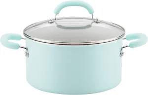 Rachael Ray Create Delicious Nonstick Stock Pot/Stockpot with Lid - 6 Quart, Blue