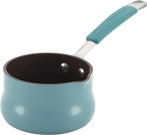 Rachael Ray Cucina Nonstick Butter Warmer/Small Saucepan, 0.75 Quart, Agave Blue