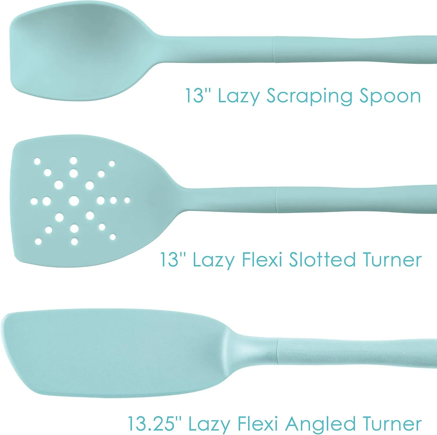 Rachael Ray Tools and Gadgets Spoon, Slotted and Solid Turners Set/ Cooking Utensils - 3 Piece, Light Blue