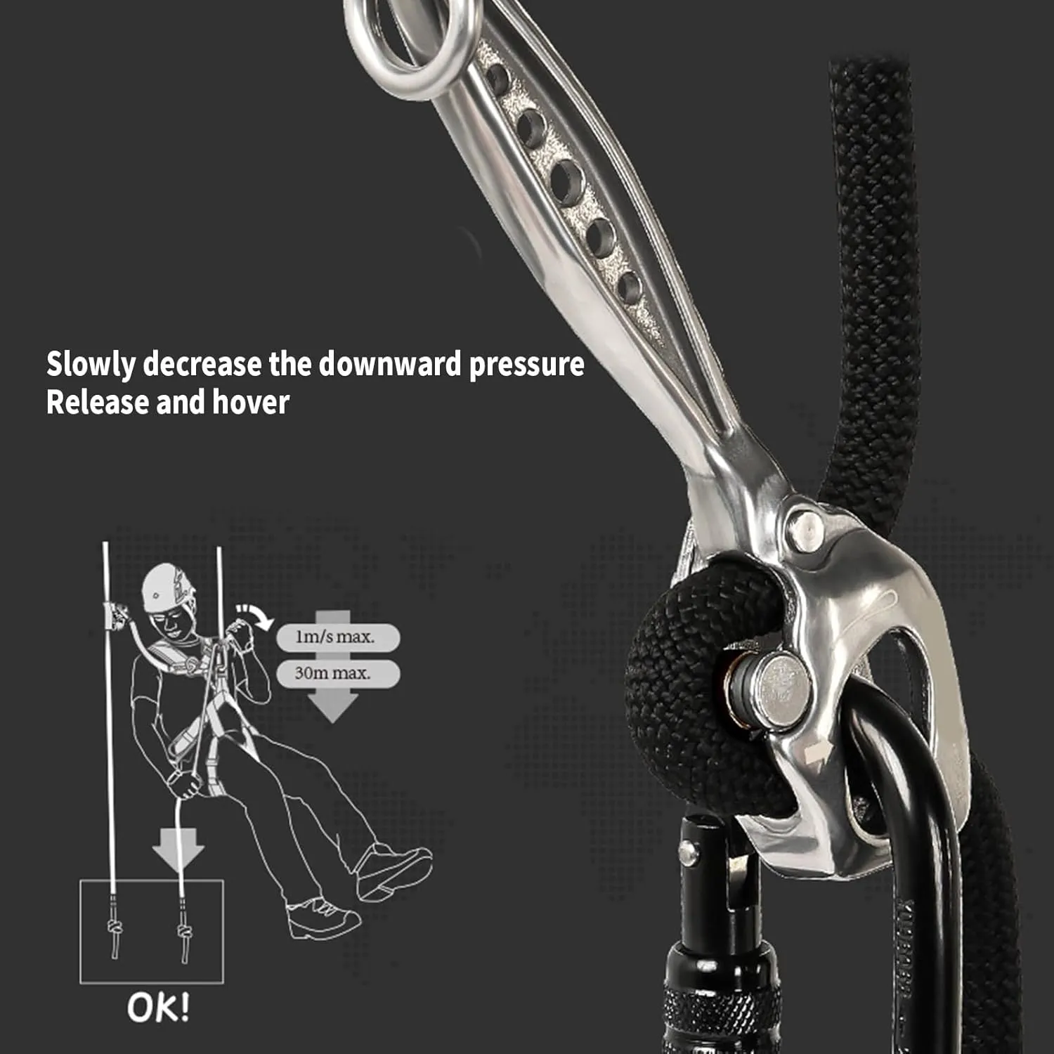 Rappel Rock Climbing Rescuing Belay Device Downhill Equipment Heavy Duty Stainless Steels Climb Descender Rigging Plate