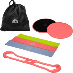 RBX 5 Piece Home Gym Workout Kit - Light, Medium, Heavy Resistance Bands, Figure 8 Resistance Tube, Pilates Core Sliders & Carry Bag
