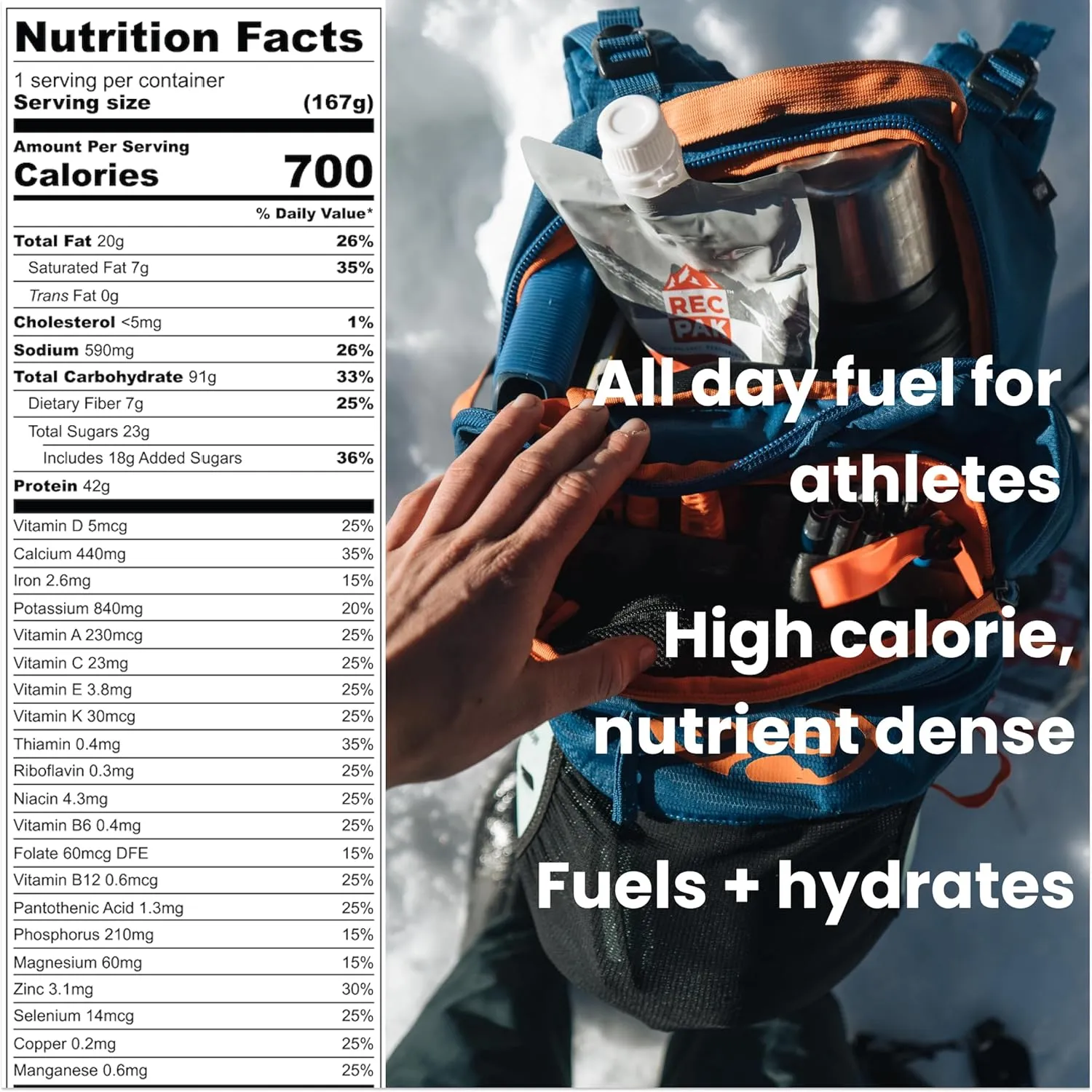 RecPak Performance Ultralight Instant Meals For Your Next Adventure | 700 Cal 42g Protein I Vanilla Chai (6-Pack)