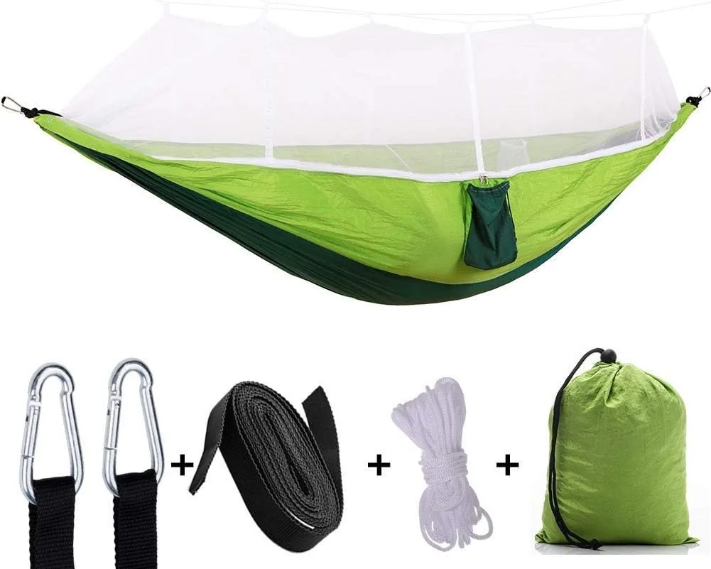 Recreation Hammock Tent Automatic Quick Open Anti-Mosquito Hanging Bed Outdoor Single and Double Parachute Hanging Bed with Mosquito Nets Gifts for Hikers