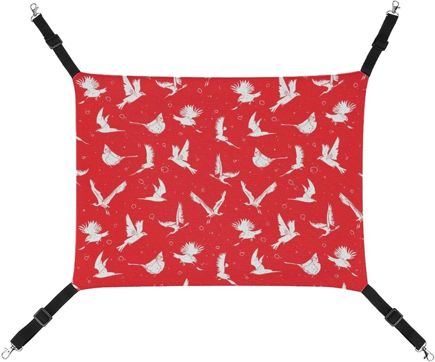 Red Birds Pattern Hanging Cat Bed Soft Breathable Pet Hammock for Cage Pet Sleeper for Kitten Ferret Puppy Rabbit