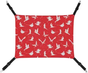 Red Birds Pattern Hanging Cat Bed Soft Breathable Pet Hammock for Cage Pet Sleeper for Kitten Ferret Puppy Rabbit