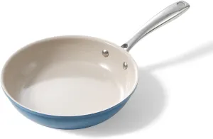 Redchef Ceramic Non Stick Egg Pans, Nonstick Frying Pan Skillet, 8 inch Cooking Pan Non Toxic with Stay Cool Handle for Induction, PTFE & PFAS & PFOA Free, Dishwasher/Oven Safe (Blue)