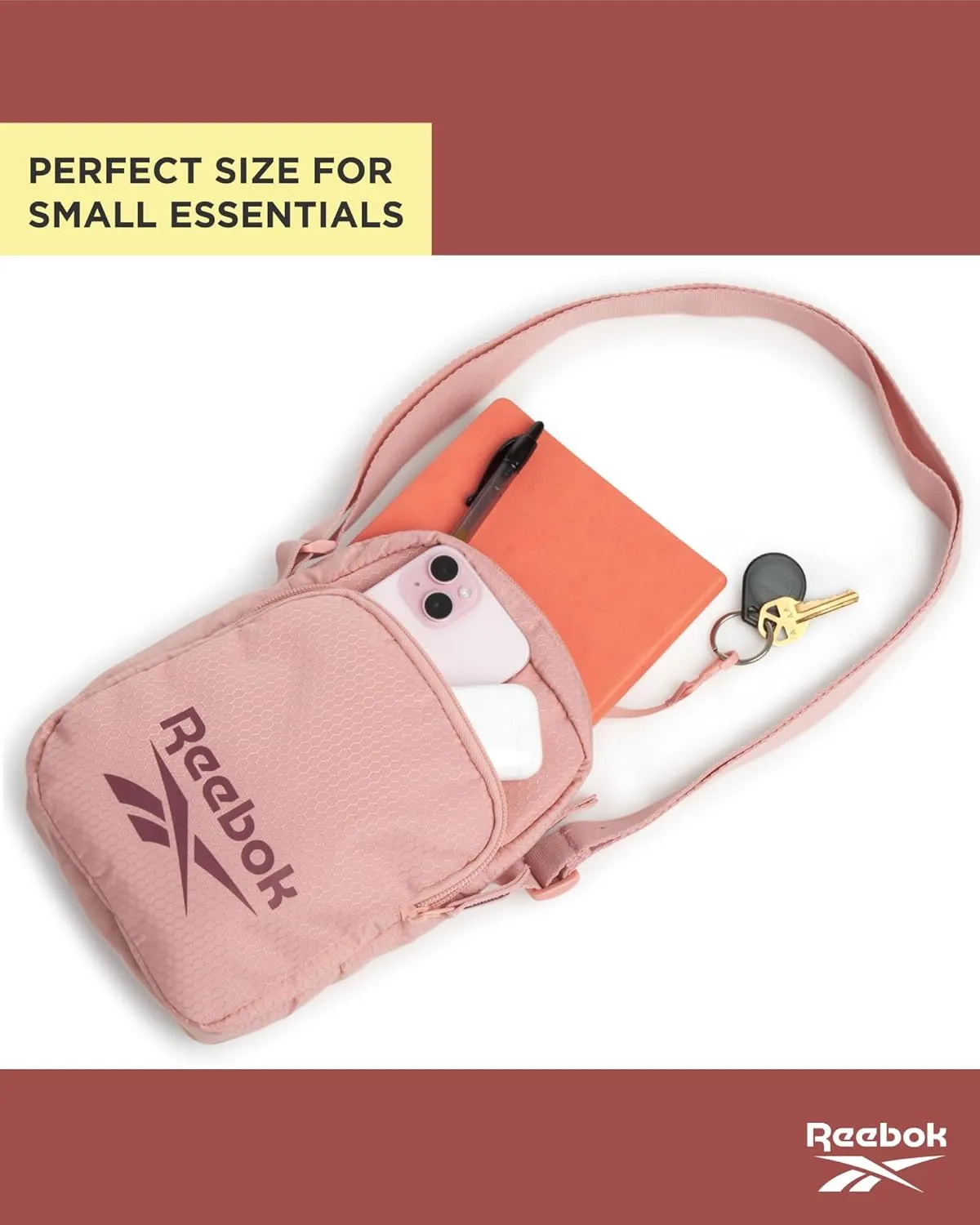 Reebok Womens Crossbody Bag - Lightweight Small Crossbody Bags for Women, Compact Casual Sling Shoulder Bag for Everyday Use