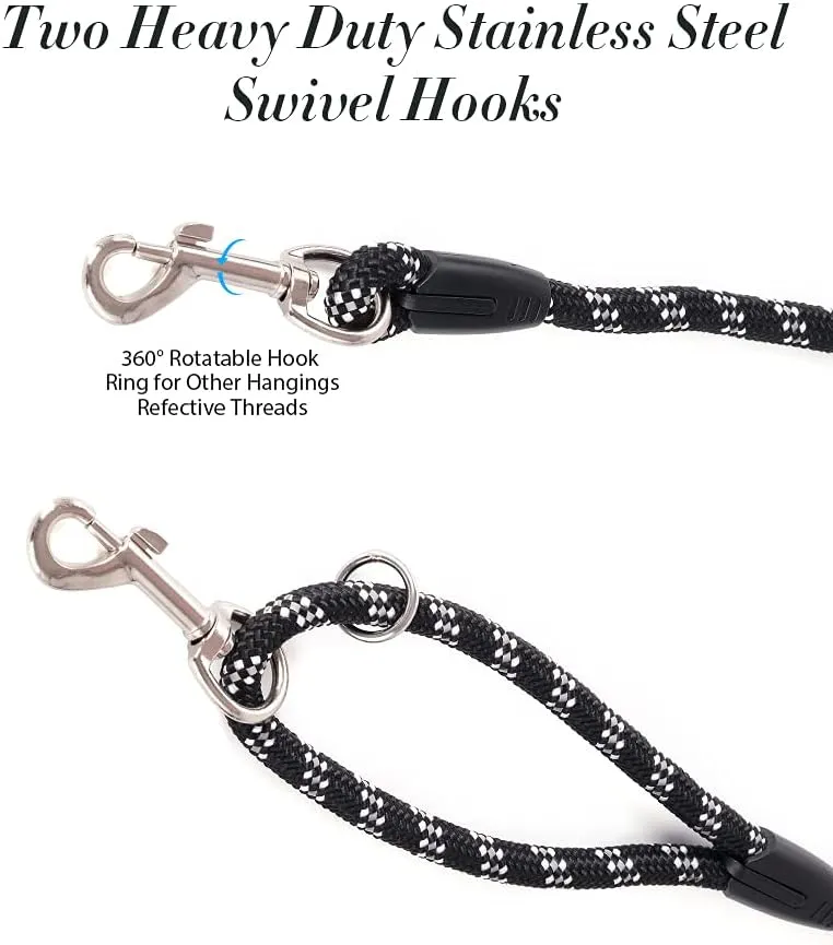 Reflective Rope Check Cord Dog Leash - 16FT/50FT, Heavy Duty for Large, Medium, Small Dogs - Walking, Camping, Yard
