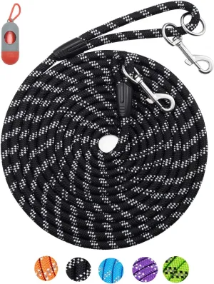 Reflective Rope Check Cord Dog Leash - 16FT/50FT, Heavy Duty for Large, Medium, Small Dogs - Walking, Camping, Yard