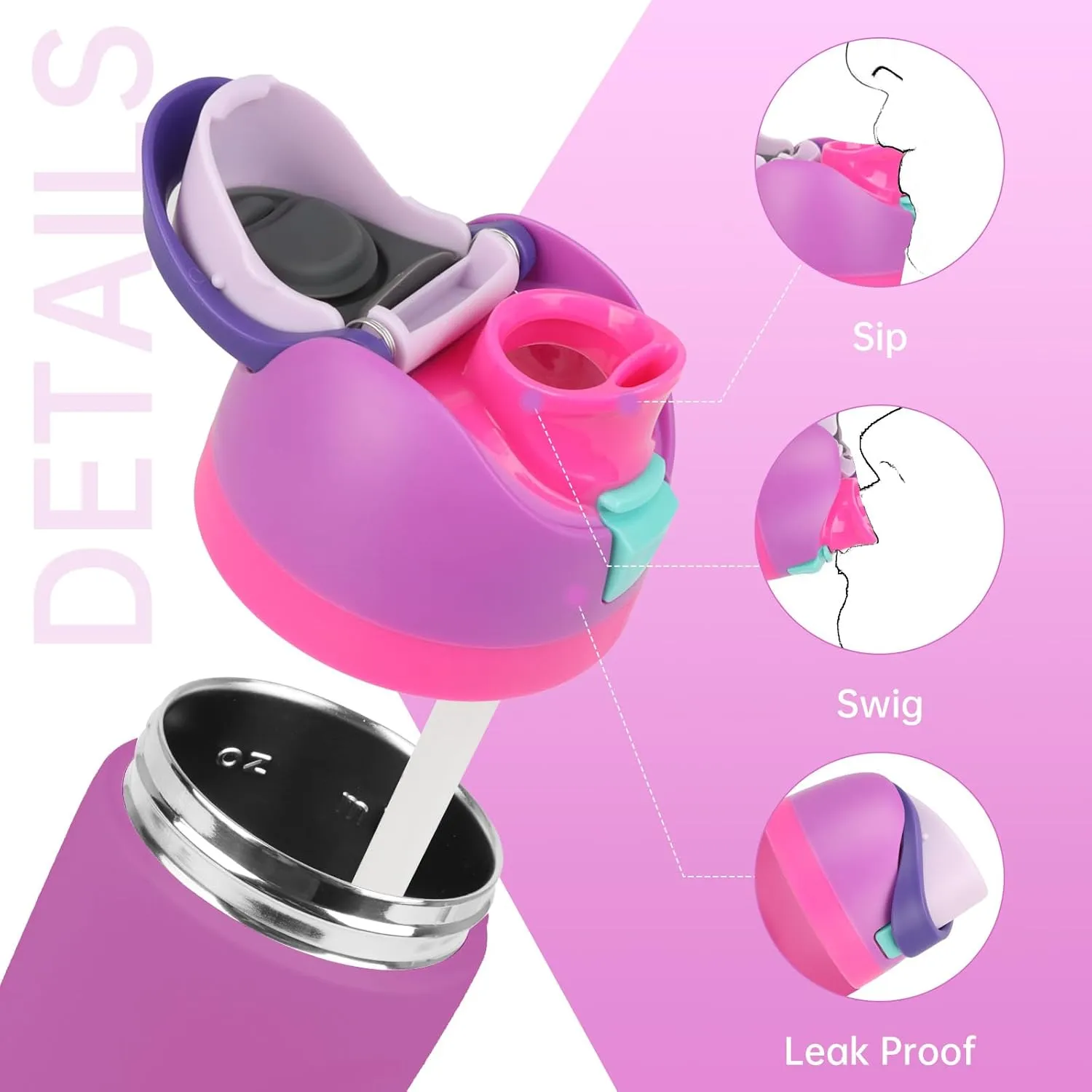 Replacement Lid for Owala Freesip, 2 PCS One Button Water Bottle Top Cap Compatible with OwalaFreesip 16oz 24oz 32oz 40oz, BPA-Free, No Water Leakage Replacement Accessories for Owala,Purple