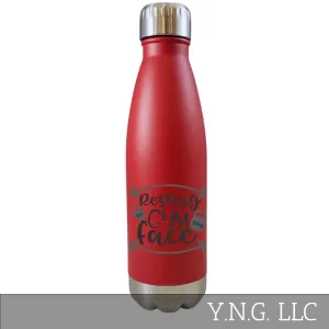 Resting Gym Face Workout Theme Red 17oz Water Bottle LA5110