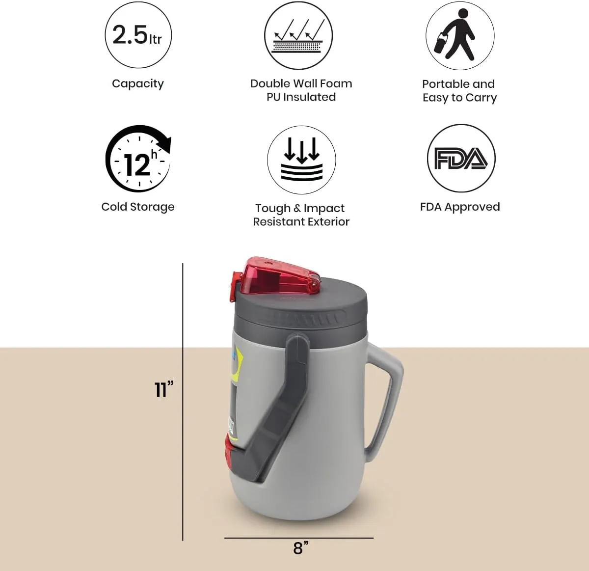 Reusable Leakproof 85oz Portable Water Jug - Ideal for Camping, Picnics, Hiking