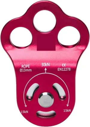 Rigging Sheaves Rock Climbing Tree Climbing Pulley Group Mountaineering Three-Hole Single Pulley Bearing High-Altitude Rescue Equipment, Red