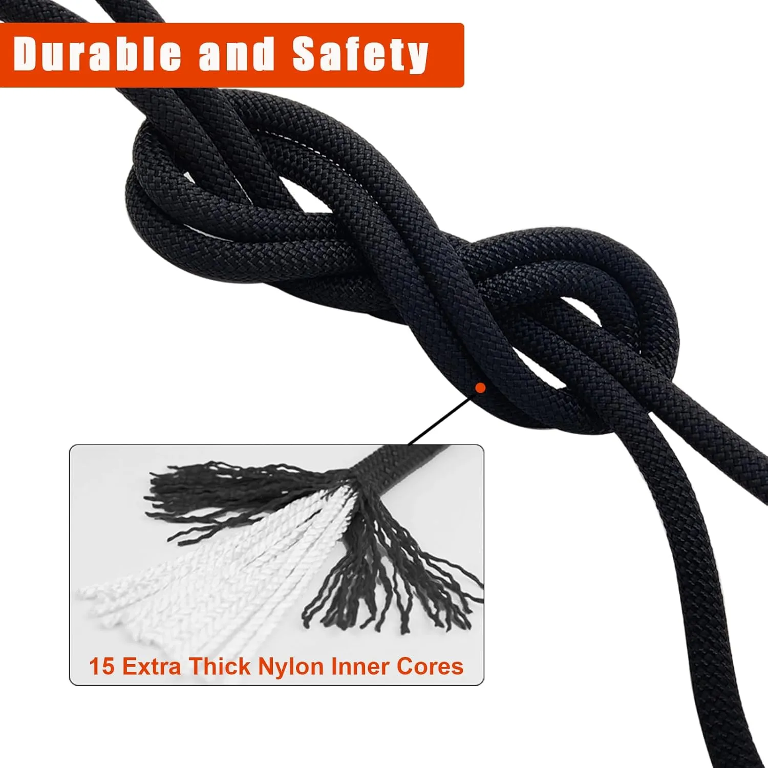 Ritafc Climbing Static Rope UIAA Rappelling Rope 11mm 100FT Static Line Nylon Kern Mantle Rope for Rock Climbe, Mountain Tree Climb, Hauling, Rescue Equipment