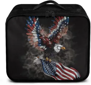 Rnyleeg American Flag Medical Kit for College Dorm Eagle First Aid Kit for Car Travel First Aid Bag Empty for Home, Office, Outdoor, Boat, Camping, Hiking