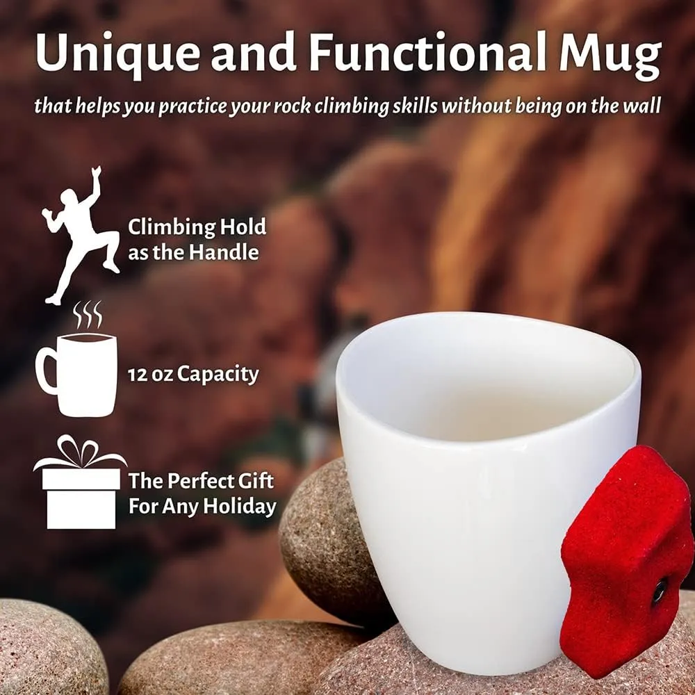 ROCK CLIMBING MUG - Ergonomic pinch grip design for climbers, unique bouldering gift and climbing cup for indoor training, durable climber mug for grip strength enthusiasts - Black
