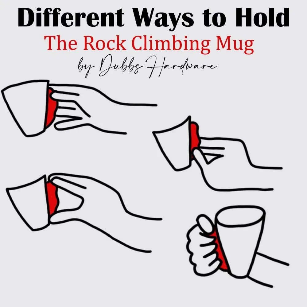 ROCK CLIMBING MUG - Ergonomic pinch grip design for climbers, unique bouldering gift and climbing cup for indoor training, durable climber mug for grip strength enthusiasts - Black