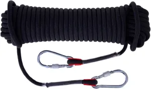 Rock Climbing Rope, Outdoor Climbing Rope Static Rock Climbing Rope for Hiking Mountaineering Training Rescue Fire Escape (Black)
