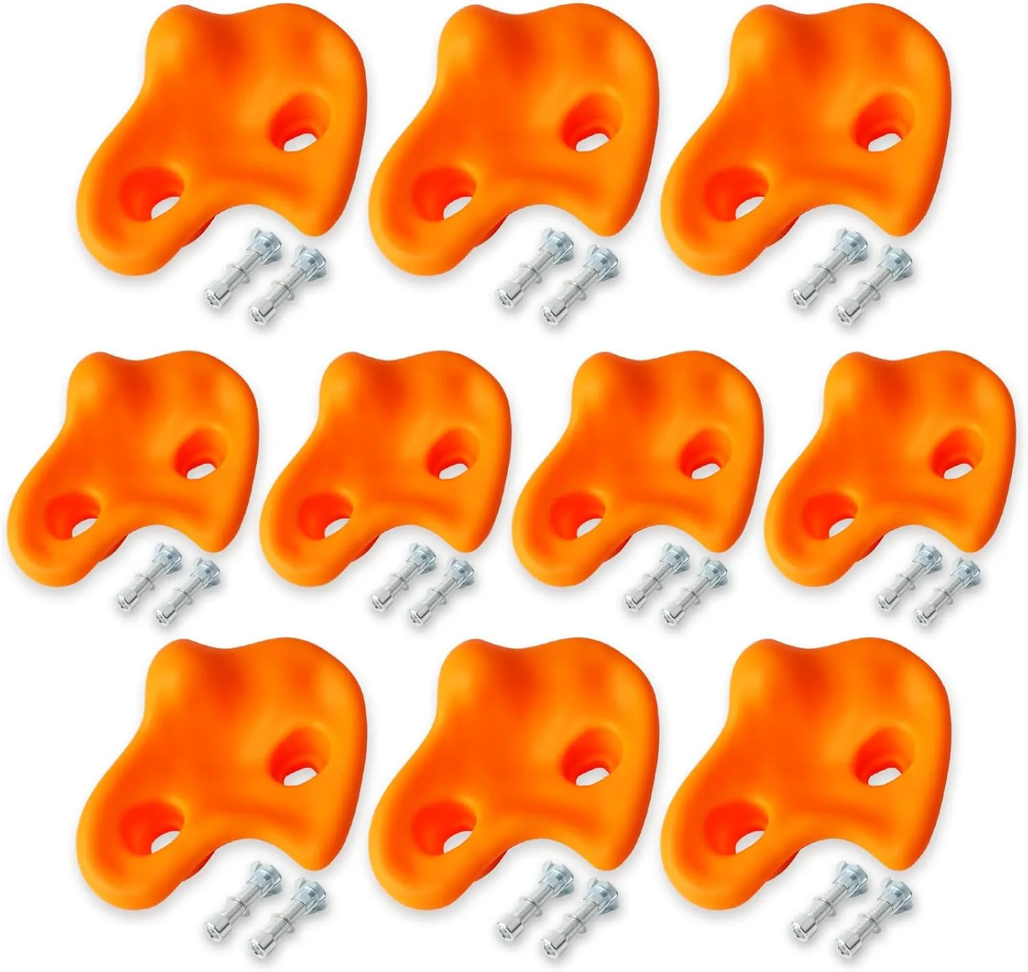 Rock Climbing Wall for Kids - Multicolour Climbing Holds With Wrench Mounting Hardware, PE Comfortable Hand Feeling Grips for Indoor Outdoor (Orange)