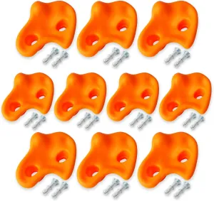 Rock Climbing Wall for Kids - Multicolour Climbing Holds With Wrench Mounting Hardware, PE Comfortable Hand Feeling Grips for Indoor Outdoor (Orange)