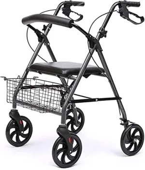 Rollator Walker,Rollator Walker for Seniors, Elderly Lightweight Folding rollator Wheeled Walker Walking Frame with seat and Bag