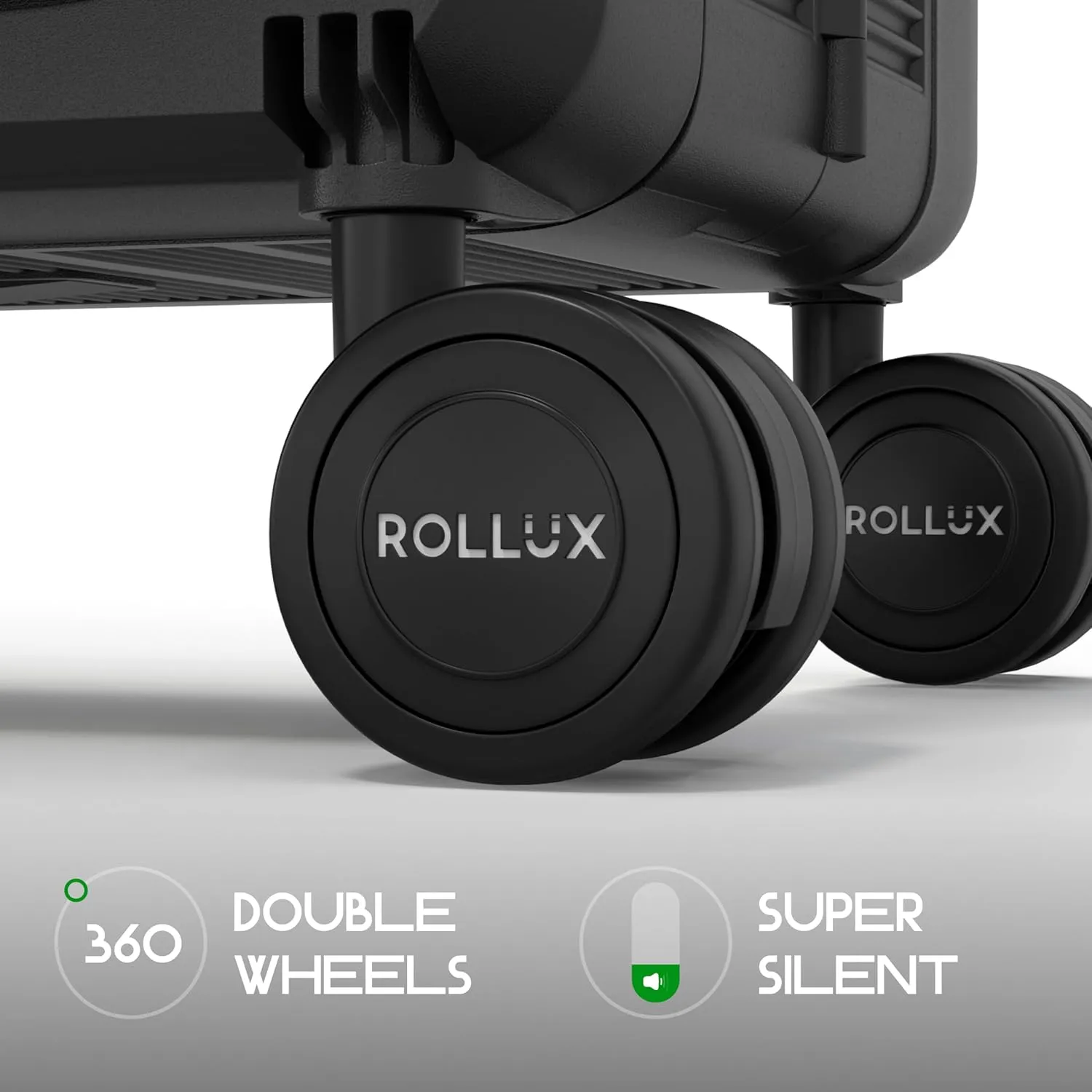 Rollux Collapsible Suitcase with Wheels, Water and Impact Resistant Hard Shell Carry On Luggage with Silent Double Spinner Wheels, 20 Inch Carry On Luggage with TSA Lock, [20 inch] – Black
