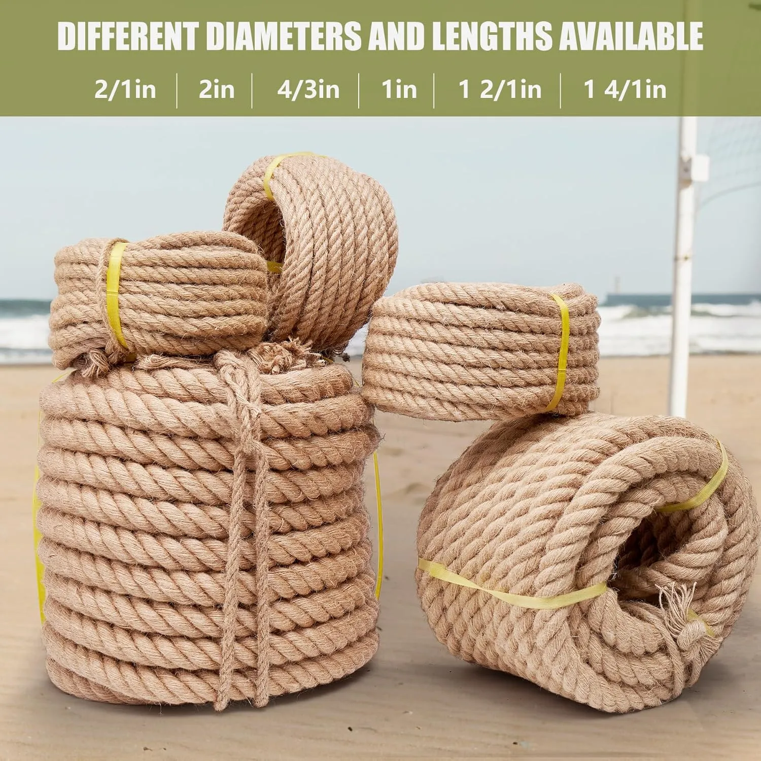 Rope 1 Inch 25 Feet Jute Rope, Heavy Duty Jute Rope,Natural Hemp Rope, Twisted Hemp Rope for Crafts, Gardening, Bundling, Climbing, Hammock, Nautical, Tug of War, Railings, Home Decorating