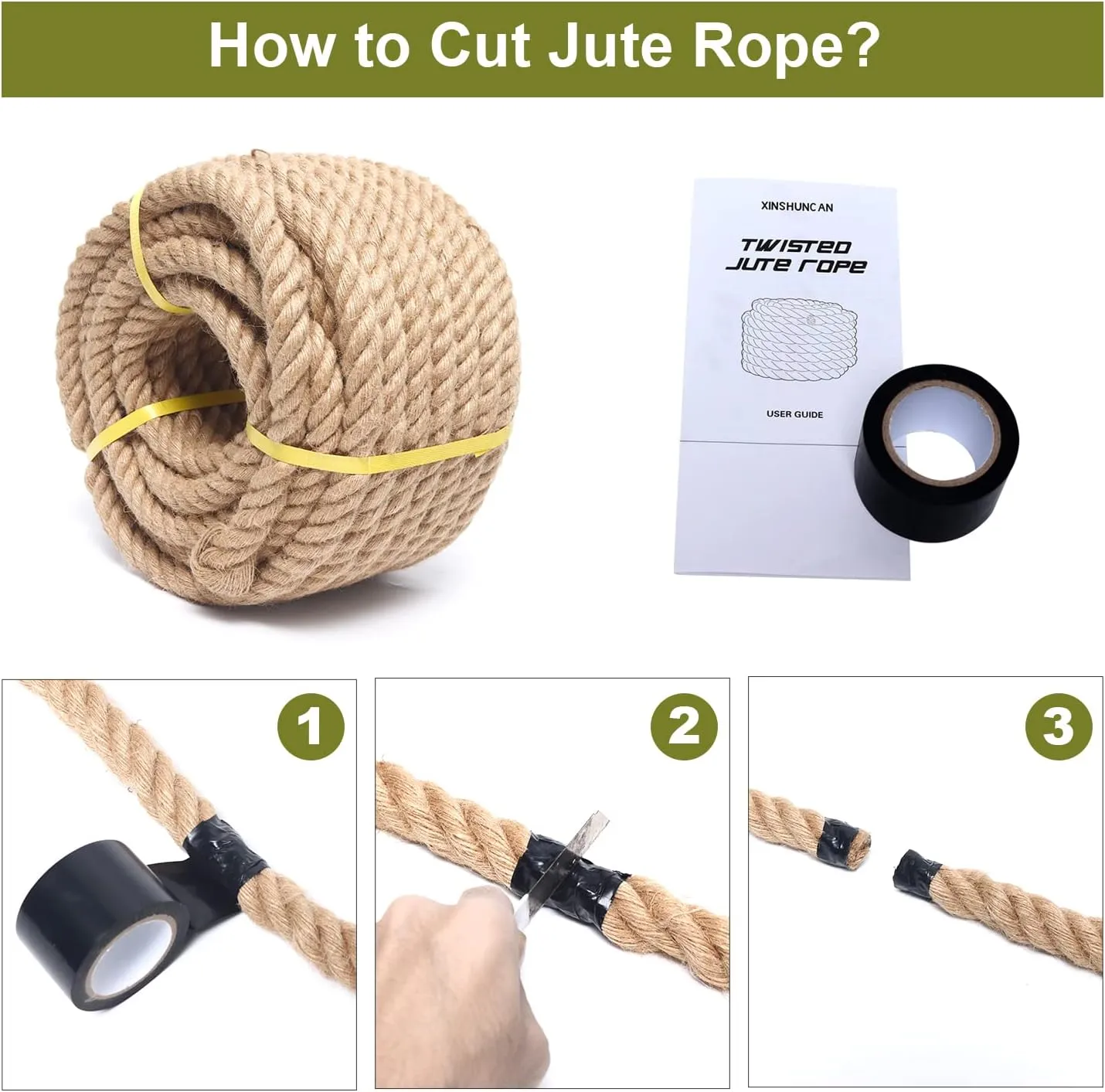 Rope 1 Inch 25 Feet Jute Rope, Heavy Duty Jute Rope,Natural Hemp Rope, Twisted Hemp Rope for Crafts, Gardening, Bundling, Climbing, Hammock, Nautical, Tug of War, Railings, Home Decorating