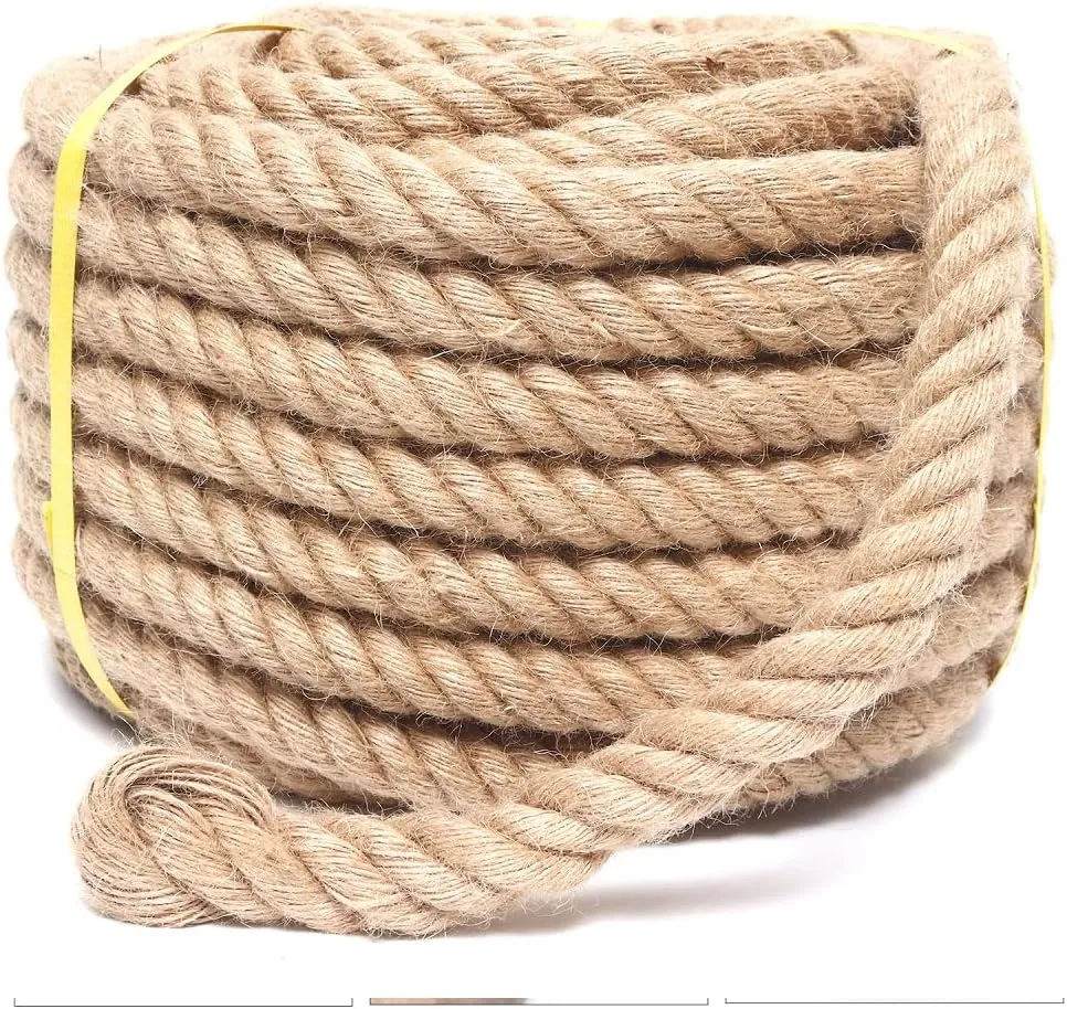 Rope 1 Inch 25 Feet Jute Rope, Heavy Duty Jute Rope,Natural Hemp Rope, Twisted Hemp Rope for Crafts, Gardening, Bundling, Climbing, Hammock, Nautical, Tug of War, Railings, Home Decorating