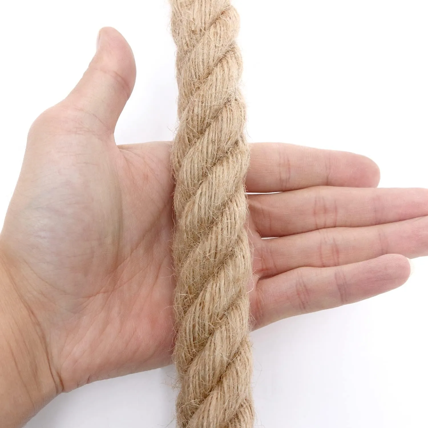 Rope 1 Inch 25 Feet Jute Rope, Heavy Duty Jute Rope,Natural Hemp Rope, Twisted Hemp Rope for Crafts, Gardening, Bundling, Climbing, Hammock, Nautical, Tug of War, Railings, Home Decorating